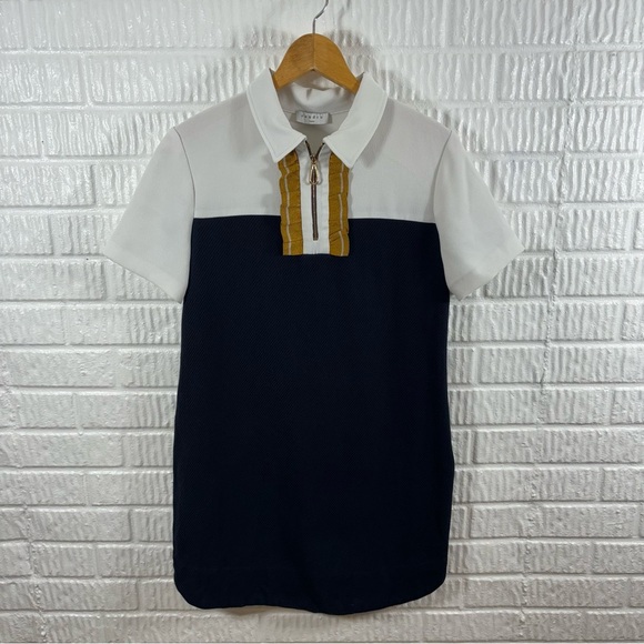 Sandro Anne Color Blocked Twill Mini Dress 40 - Picture 2 of 4